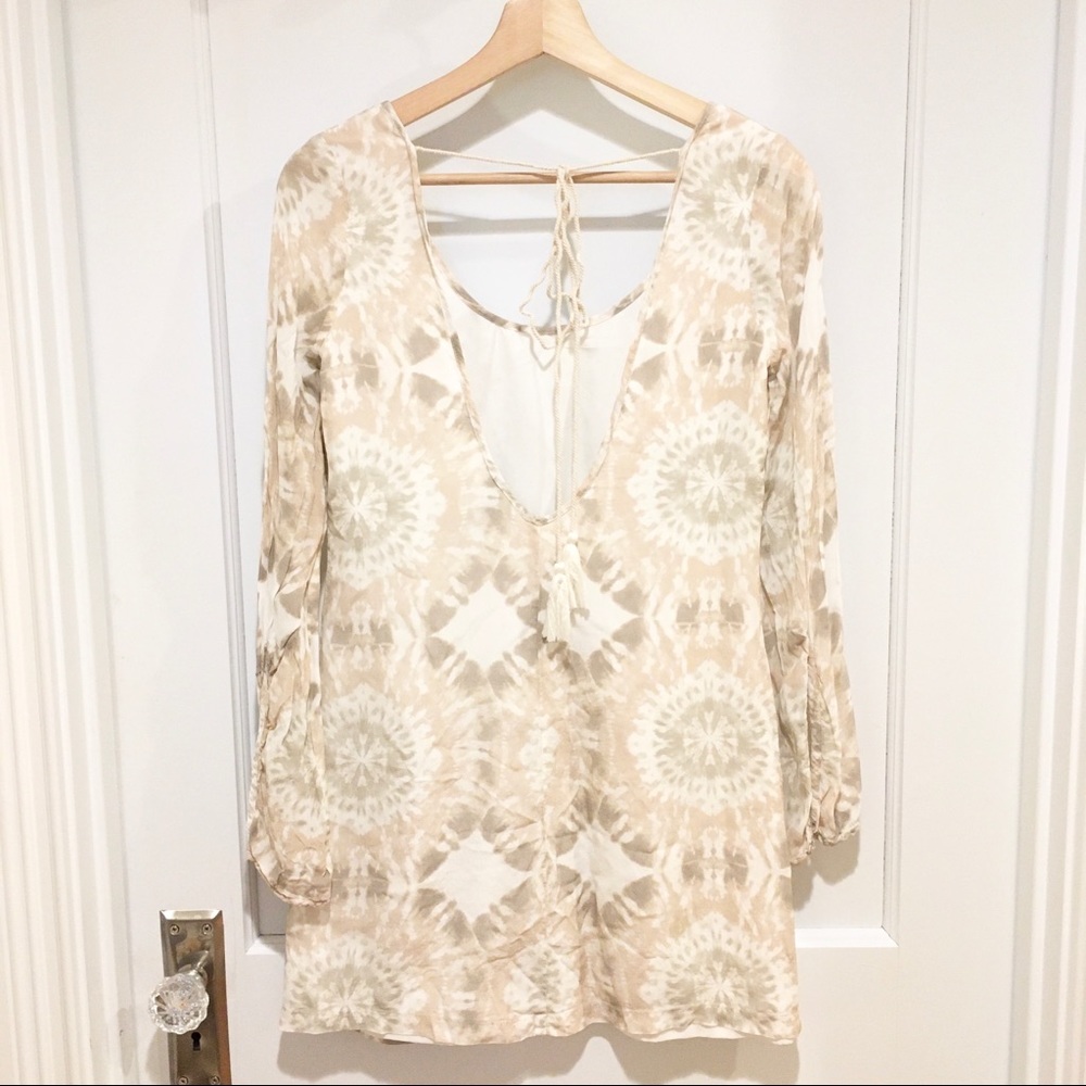 ⭐️ Winston White Bardot Dress Cream Tie Dye XS Boho - Picture 4 of 8
